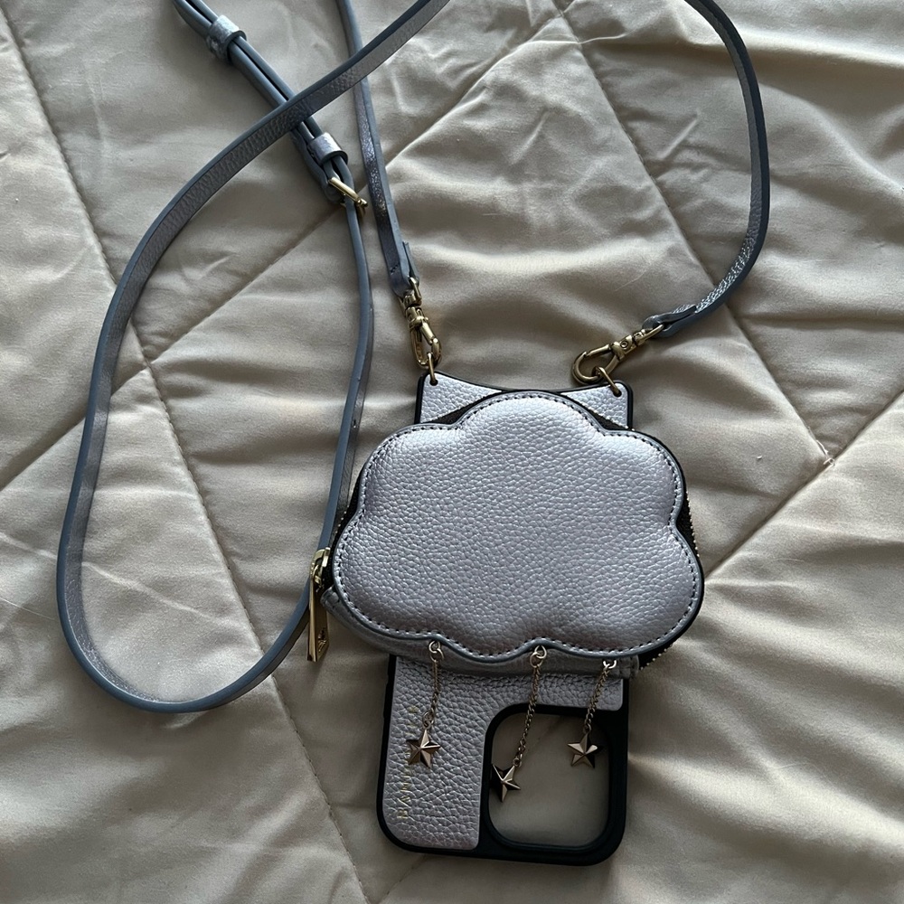 Bandolier Silver w/light blue undertones Cloud Phone Case w/Strap iPhone13ProMax